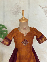 Thendral - Kids A-Line Dress With Kolam Embroidery & Sungudi Border