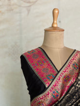 Pure Banarasi Saree with Zari Jaal & Contrast Border