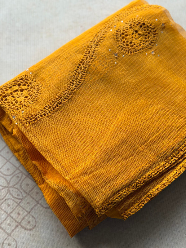 Kota Cotton Crochet Saree