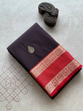 Semi Kanchi Silk Saree - Coffee Brown & Zari Border