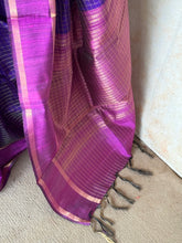 Meghna - Purple Raw Silk Saree with Gold Checks & Contrast Pallu