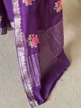 Vandita - Pure Chiffon Saree with Cross Stitch Floral Embroidery