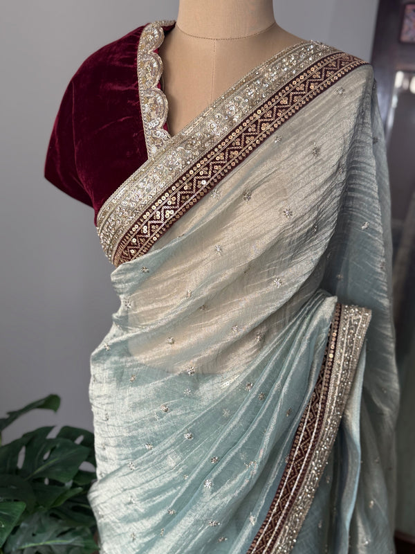 Pure Silk Tissue Georgette Saree – Festive & Wedding Designer Wear