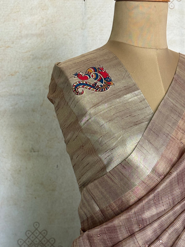 Samaira - Pure Tussar Appliqué Saree