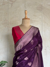Savitha Pure Matka Silk Saree – Purple with Rose Gold Holographic Zari