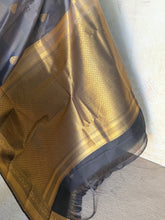 Midnight Blue Semi Kanchi Silk Saree with Gold Zari Buttas