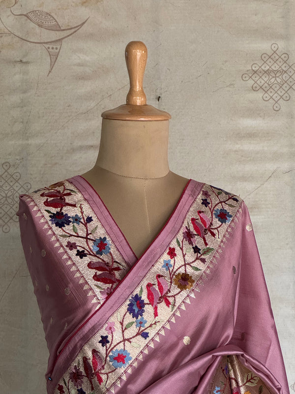 Ambika - Paithani Tussar Saree in Pink