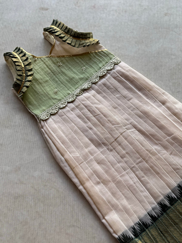 Kids Chettinad Cotton Frock with Tissue Pleats & Ruffle Sleeves - Express