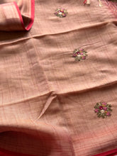 Ceya Linen Saree with Hand Floral Embroidery