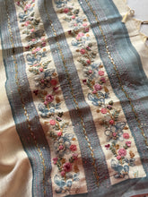 Ceya Linen Saree with Hand Floral Embroidery