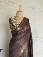 Ritambhara - Soft Tussar Zari Checks Saree