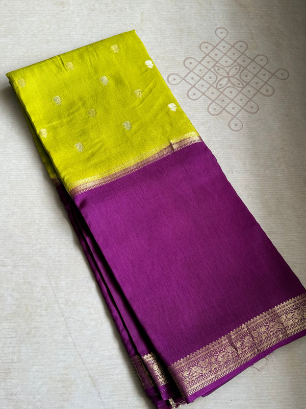 Mysore Crepe Silk Mubbagam Saree – Festive & Ethnic Wear