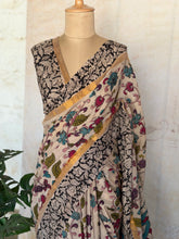 Pure Chennuri Silk Kalamkari Saree with Zari Border