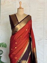 Kanchi Silk Saree in Rust Red with Kanchi Border & Talampoo Border
