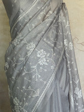 Kayal - Ash Embroidered Pure Kota Silk Saree