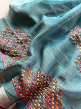 Ceya Linen Saree with Hand Floral Embroidery