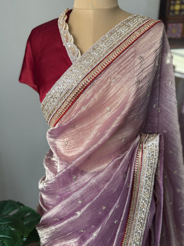 Pure Silk Tissue Georgette Saree – Festive & Wedding Designer Wear