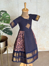 Thendral - Kids A-Line Dress With Kolam Embroidery & Sungudi Border