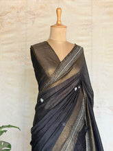 Rekha - Jute Linen Saree With Kantha Hand Embroidery