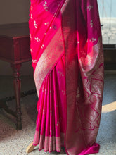 Banarasi Katan Silk Saree in Rani Pink with Zari Buttas