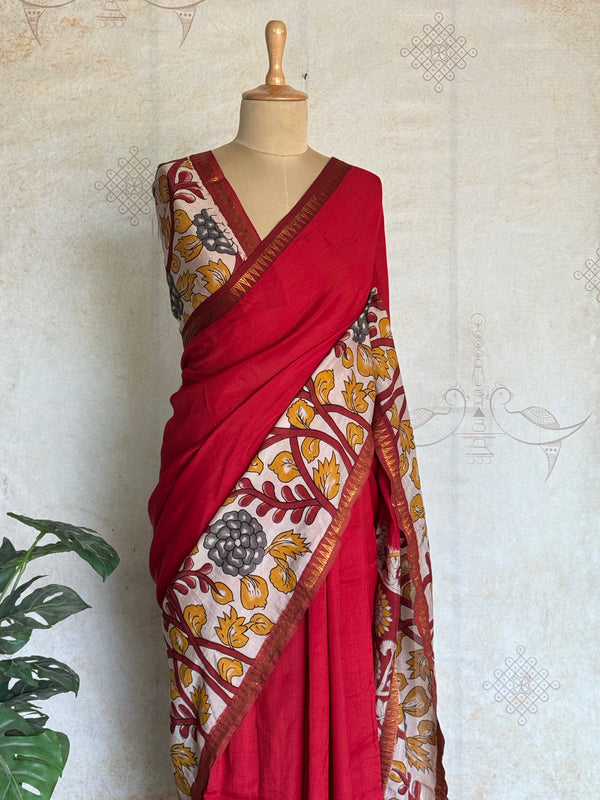 Vamika - Mangalagiri Pure Silk Gap Border Saree