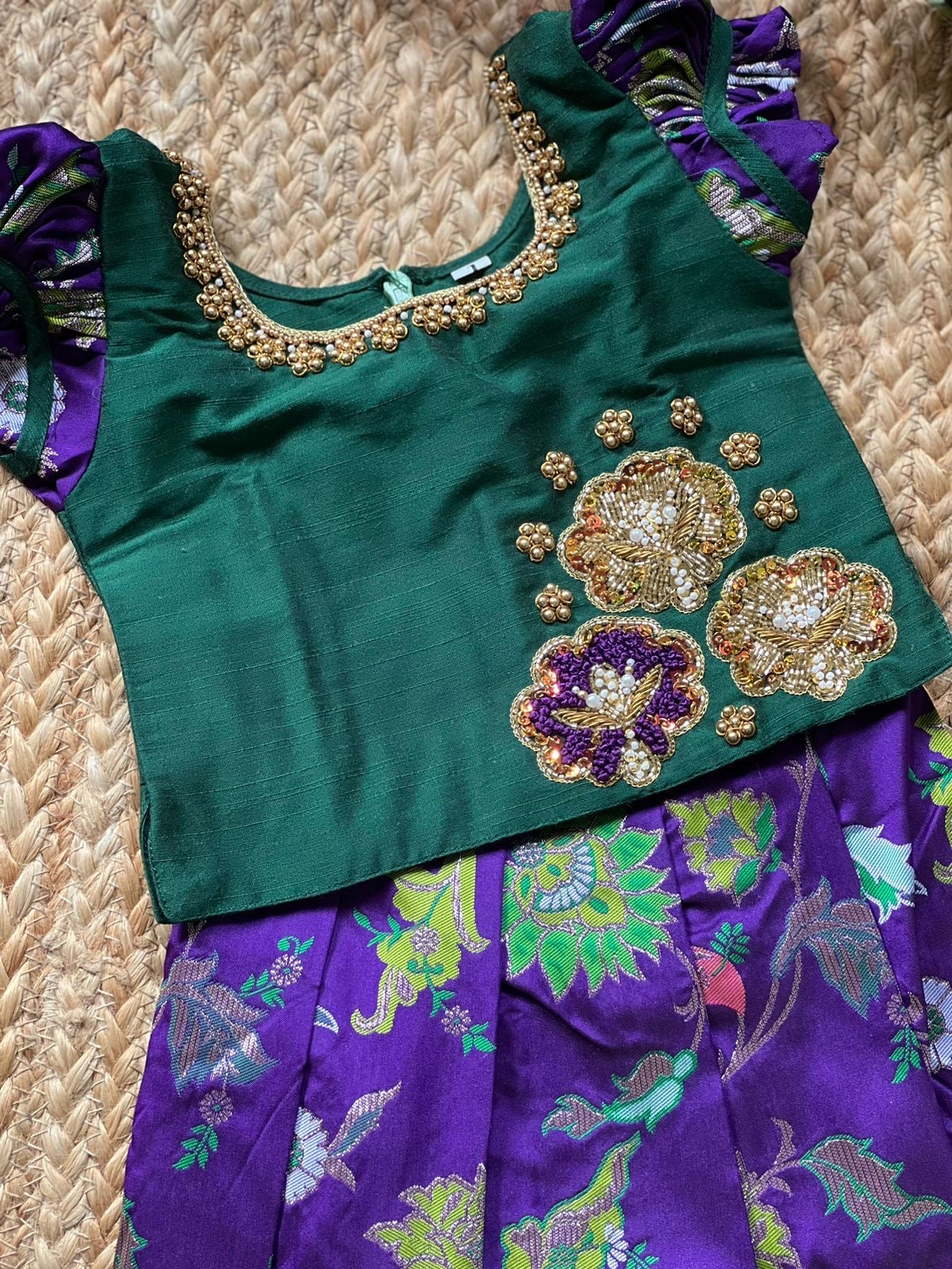 Banarasi Skirt with bodice and Embroidered top