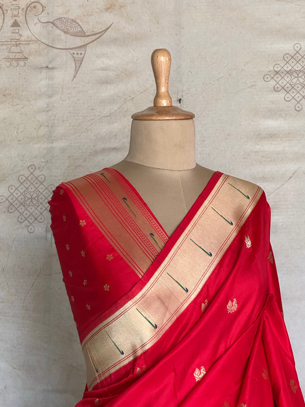 Paithani Saree with Peacock Buttas