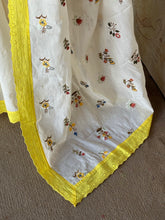 Varnika - Pure Cotton Multi Floral Embroidered Saree with Hakoba Lace - Onam Edit