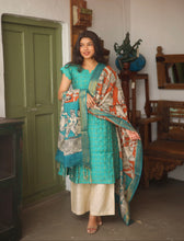 Amudham - Raw Silk 3-Piece Suit Set with Kalamkari Dupatta