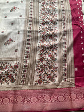 Banarasi Zari Striped Saree with Kalamkari Border & Matching Butta Blouse