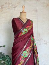 Semi Silk Saree With Tanjore Painting Inspired Prints