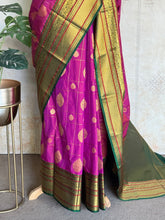 Semi Kanchi Silk Saree – Amaranth Purple Kanchi Zari Border