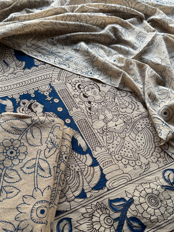 Saachi - Kalahasti Pen Kalamkari Printed Cotton 3 Piece Salwar Suit Set