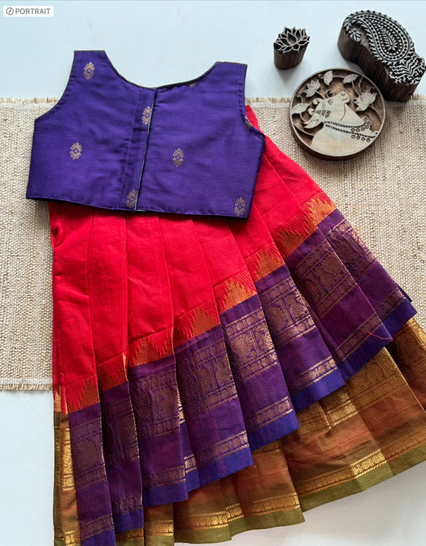 Chettinad Cotton Overlapped Skirt with Crop top- Diwali Collection Express