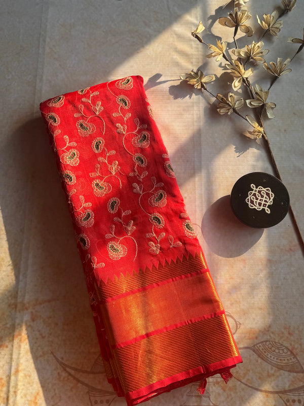 Mangalgiri Silk Chikankari Saree