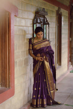 Semi Kanchi Silk Saree - Deep Purple with Golden Zari