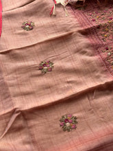 Ceya Linen Saree with Hand Floral Embroidery