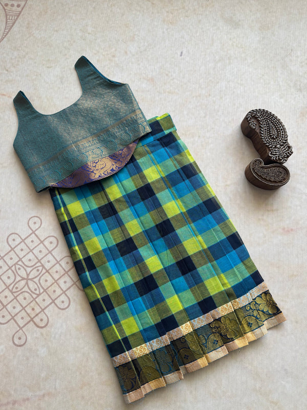 Chettinad Cotton Corset Style Top With Skirt