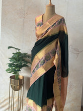 Mysore Crepe Silk Mubbagam Saree with Floral Borders – Festive Ethnic Wear