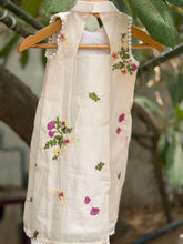 Pleated A line Floral Embroidered Dress - Purple