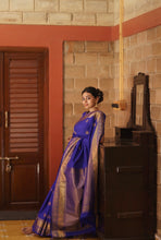Semi Kanchi Silk Saree - M.S Blue with Golden Zari
