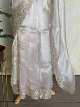 Soft Organza Pita Work Embroidered Saree with Scalloped Edges