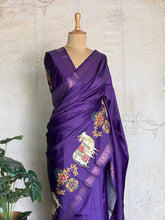 Semi Silk Saree With Tanjore Painting Inspired Prints