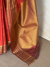 Semi Kanchi Silk Saree in Rust Orange with Gold Zari