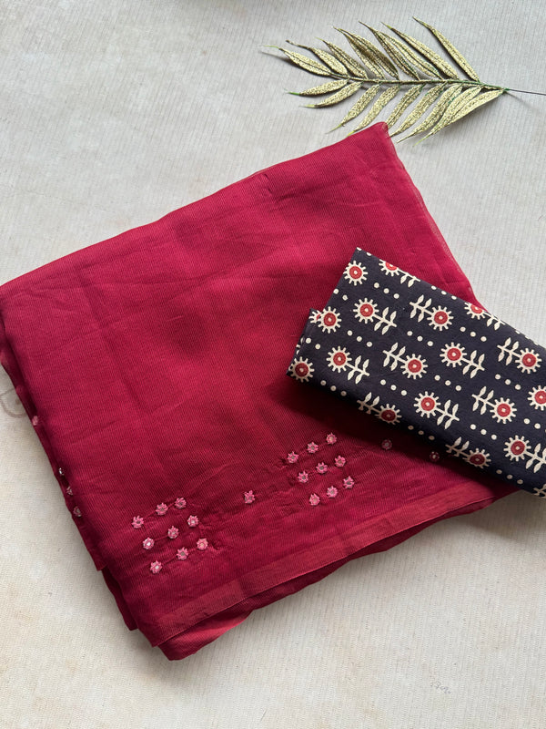 Shambhavi - Pure Kota Saree with Mirror Detailings
