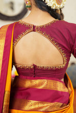 Mustard & Maroon Semi Kanchi Silk Saree
