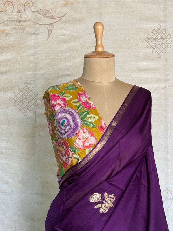 Aarushi -  Mushru Raw Mango Inspired Pure Banarasi Saree – Sona Rupa Buttas