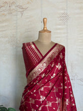 Yamini - Pure Banarasi Mushru Saree With Jaal Weaving