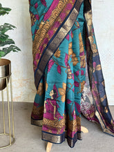 Parijata - Dola Silk With Kalamkari Prints And Zari Border