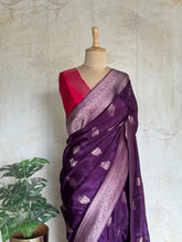 Savitha Pure Matka Silk Saree – Purple with Rose Gold Holographic Zari